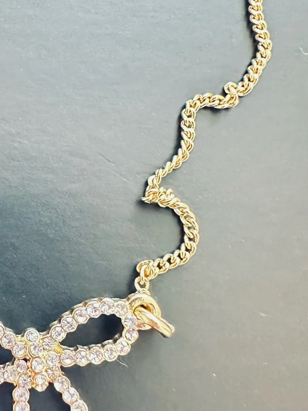 J. CREW ~ Gold-Tone Crystal Bow Necklace - Picture 5 of 8